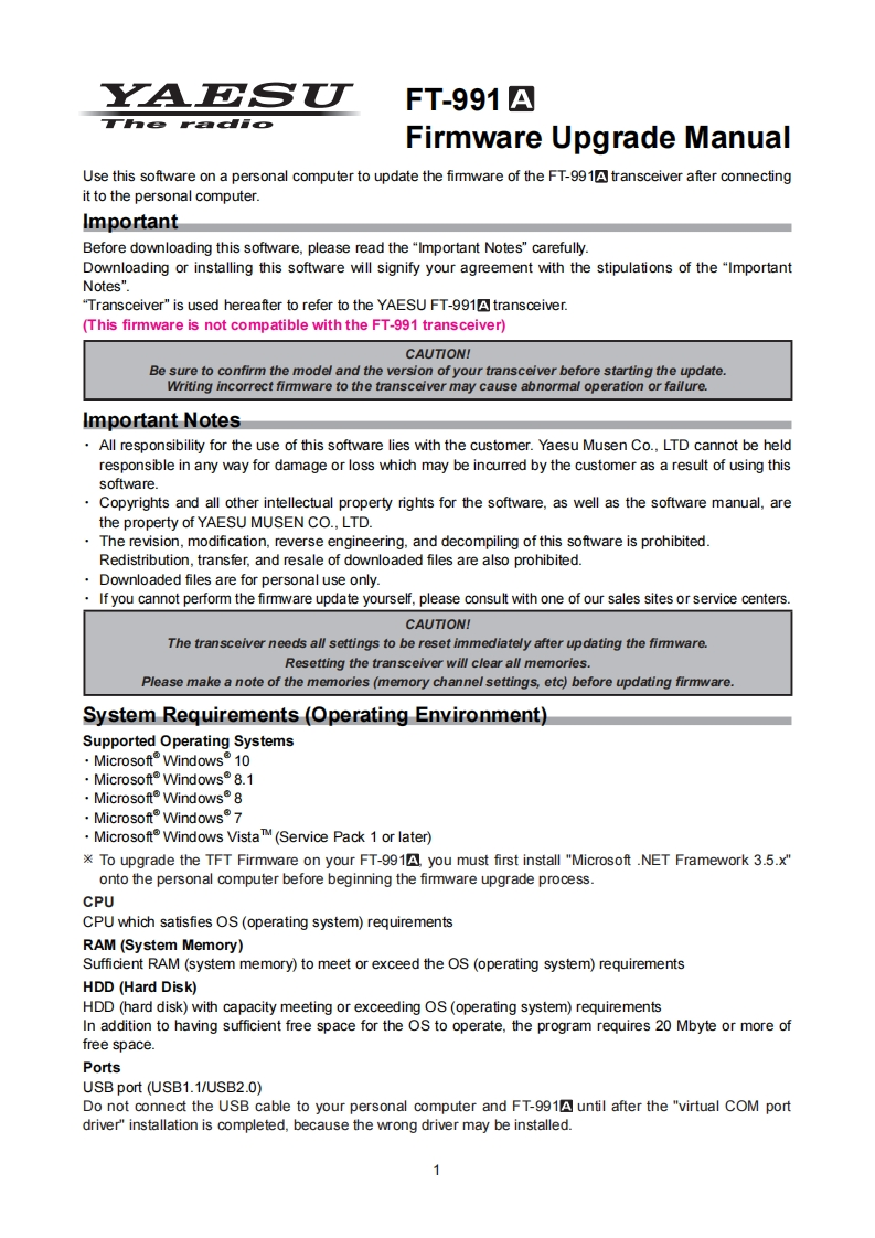 FT-991A_Firmware_Ver_Up_使用说明书手册_ENG_1612-B