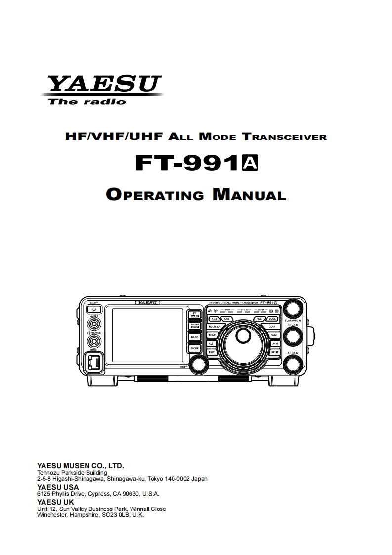 FT-991A_操作说明书手册_ENG