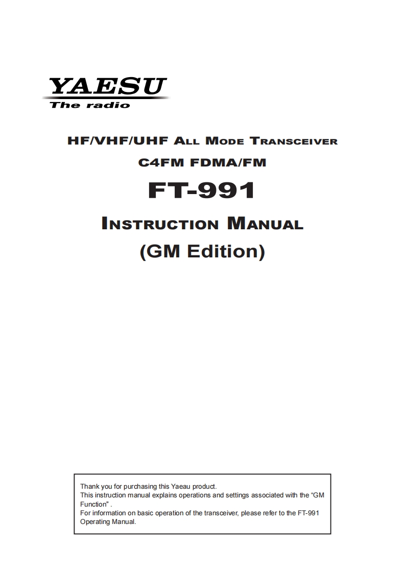 FT-991_GM_使用说明书手册-找手册网