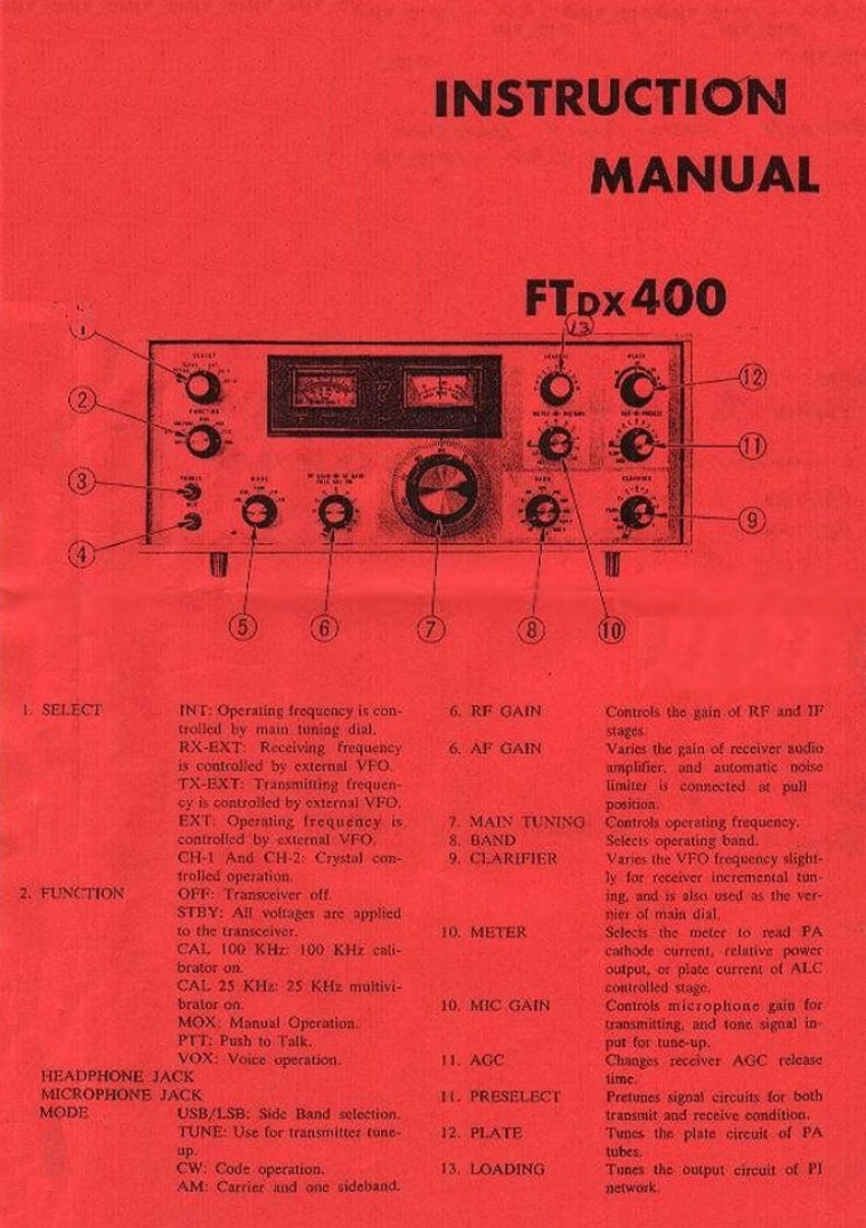 FT-DX400_Manual操作说明书手册