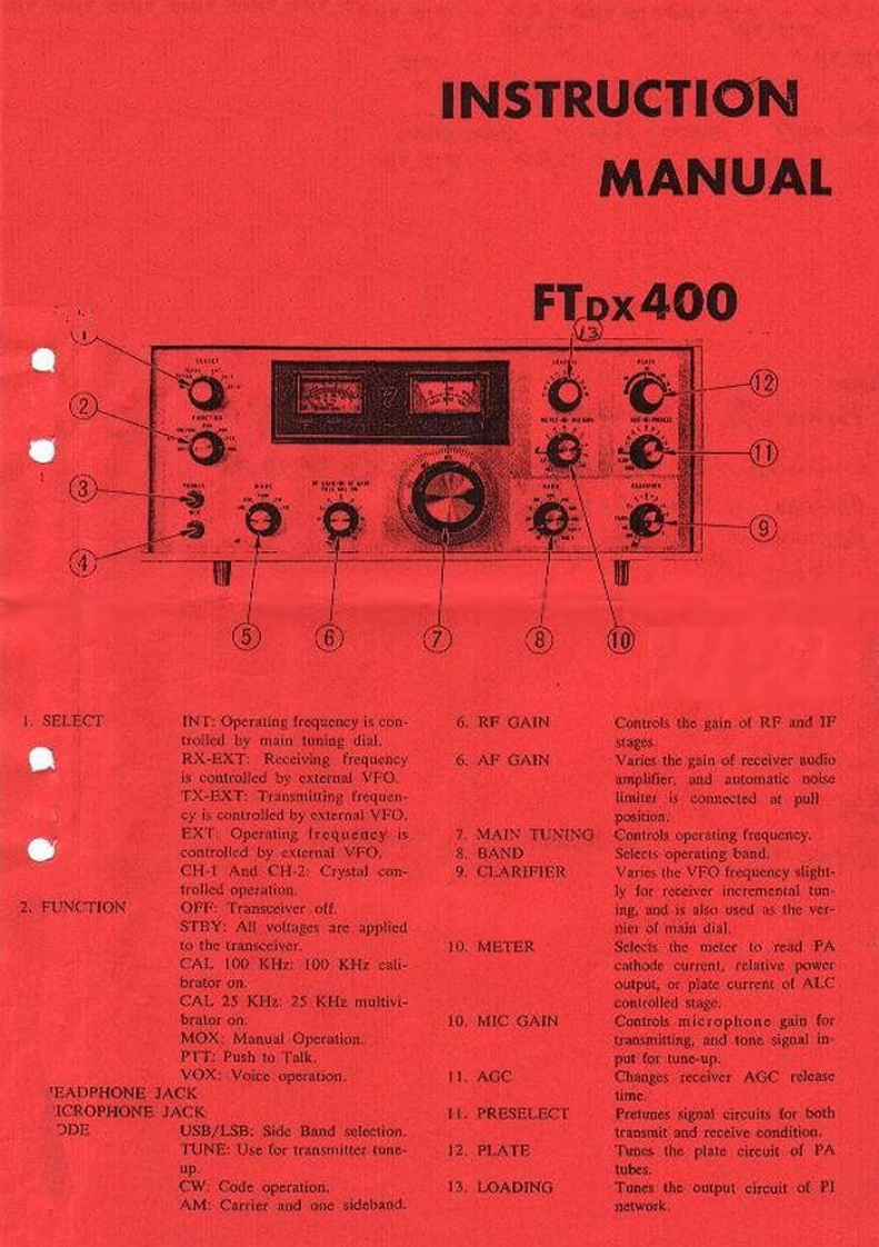 FT-DX400操作说明书手册and电器原理图s