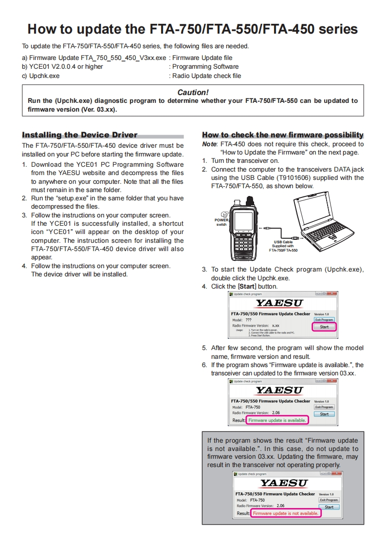 FTA-750_FTA-550_FTA-450_Firmware_Update_使用说明书手册_Ver3xx_1802-B-找手册网