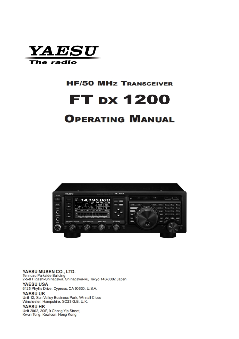 FTDX1200_操作说明书手册_USA_EXP_EU_EH058H201