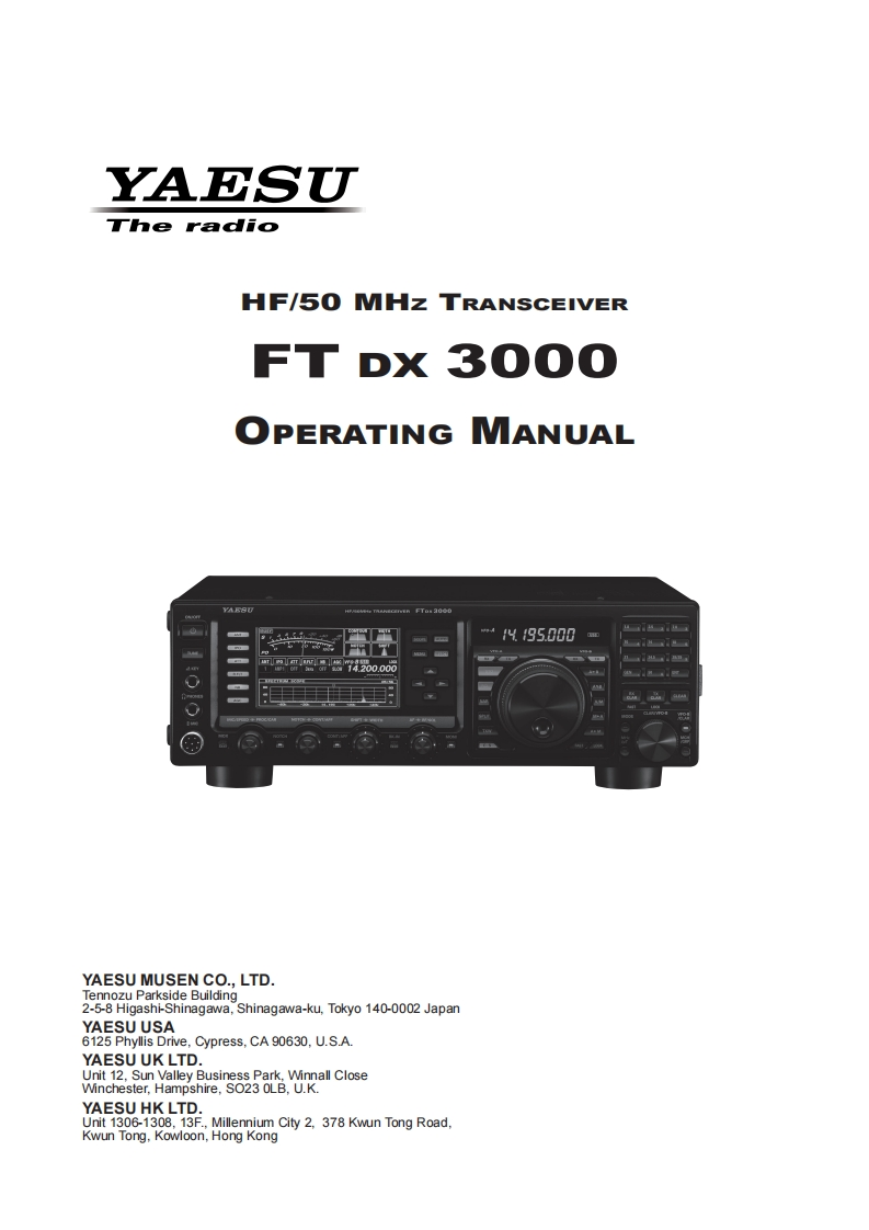 FTDX3000_操作说明书手册_ENG_EH046H101