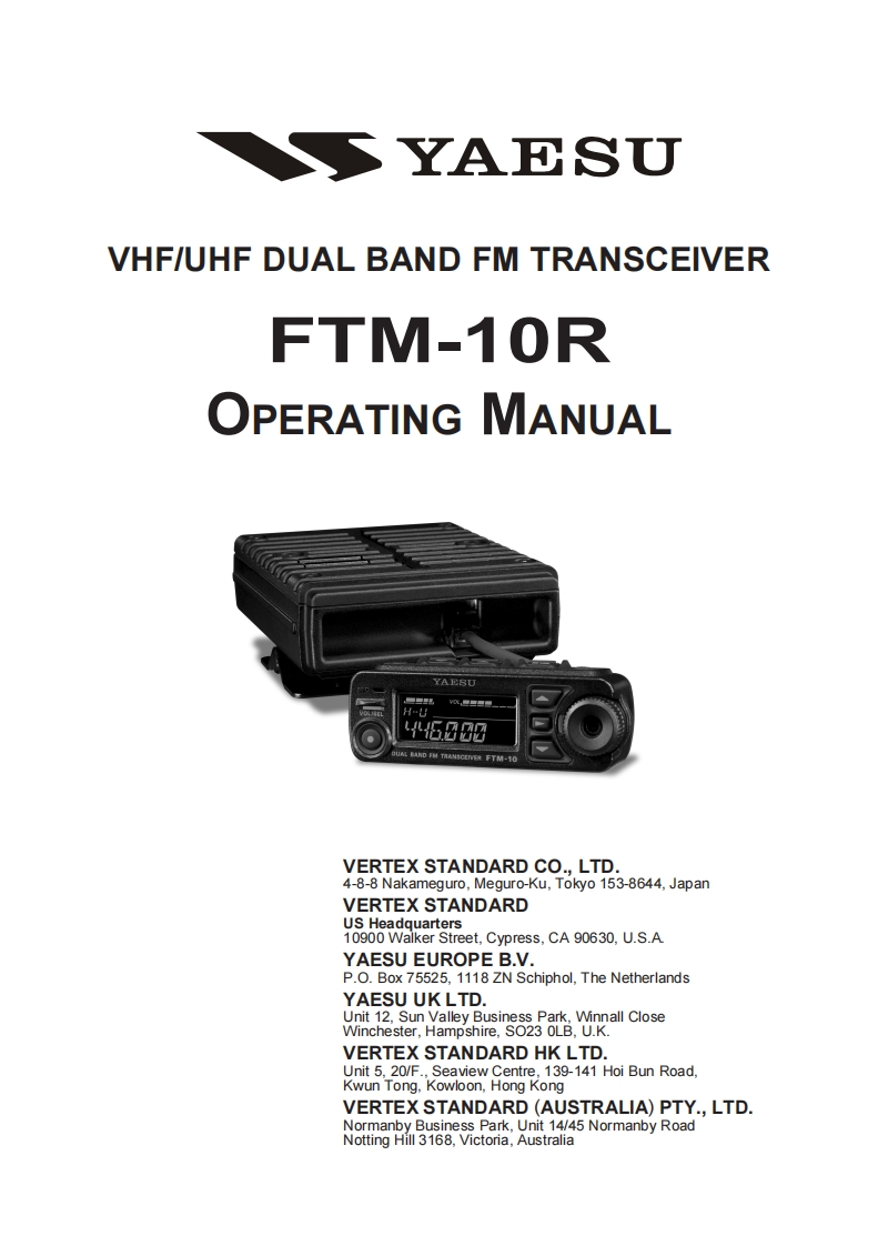 FTM-10R_Manual操作说明书手册