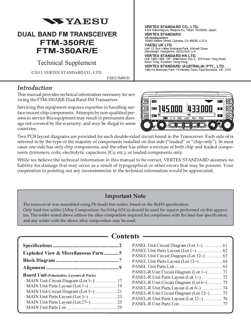 FTM-350AE_AR_E_R_serv维修手册含电器原理图