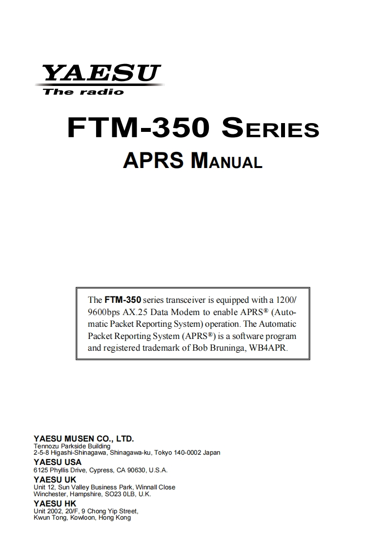 FTM-350_Series_APRS_操作说明书手册_ENG_EH033M115