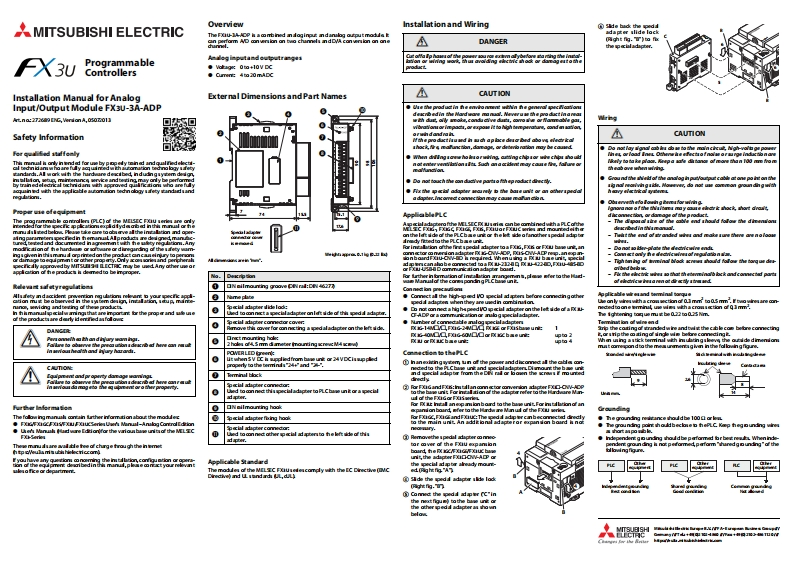FX3U-3A-ADPinstallation使用说明书手册