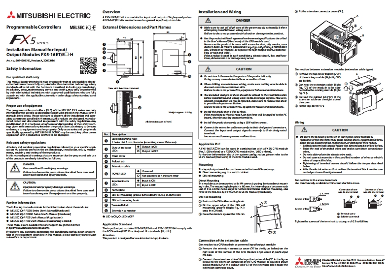 FX5-16ET_ESS-HInstallation使用说明书手册