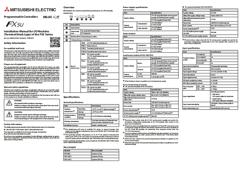 FX5-16Installation使用说明书手册