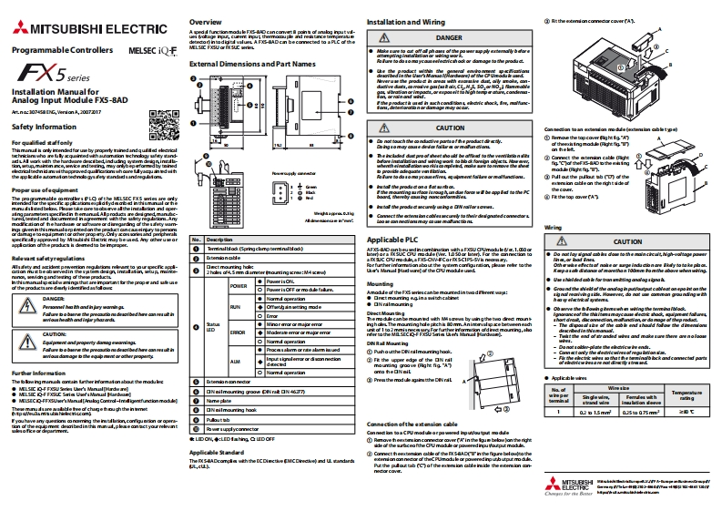 FX5-8ADInstallation使用说明书手册