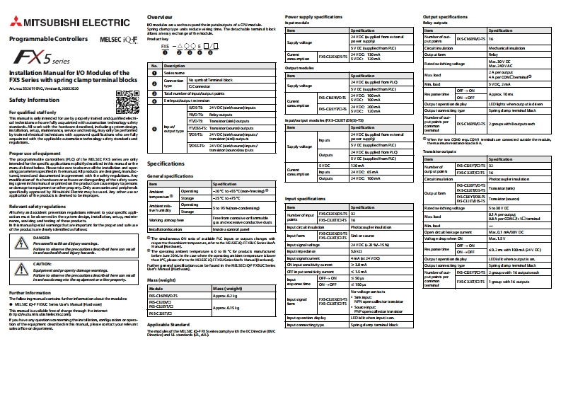 FX5UCIOmoduleinstallation使用说明书手册