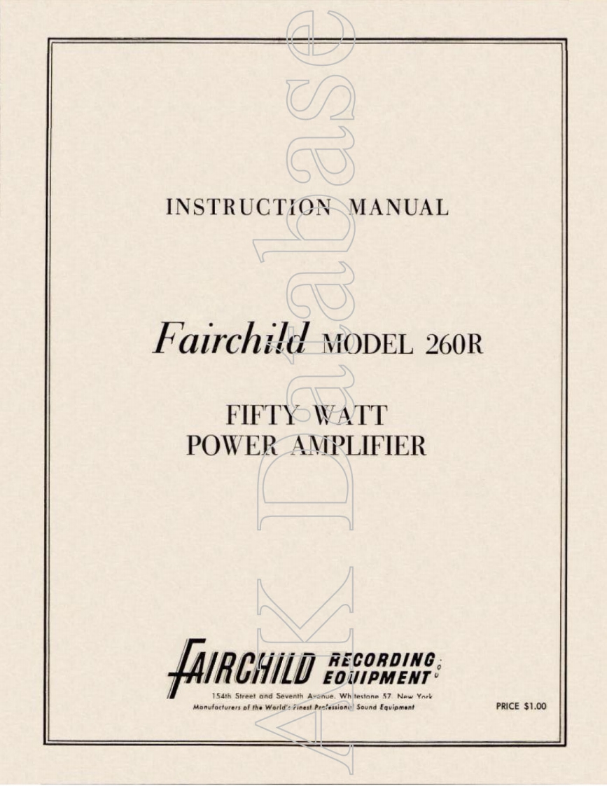 Fairchild-260R-pwr-维修说明书手册含电器原理图
