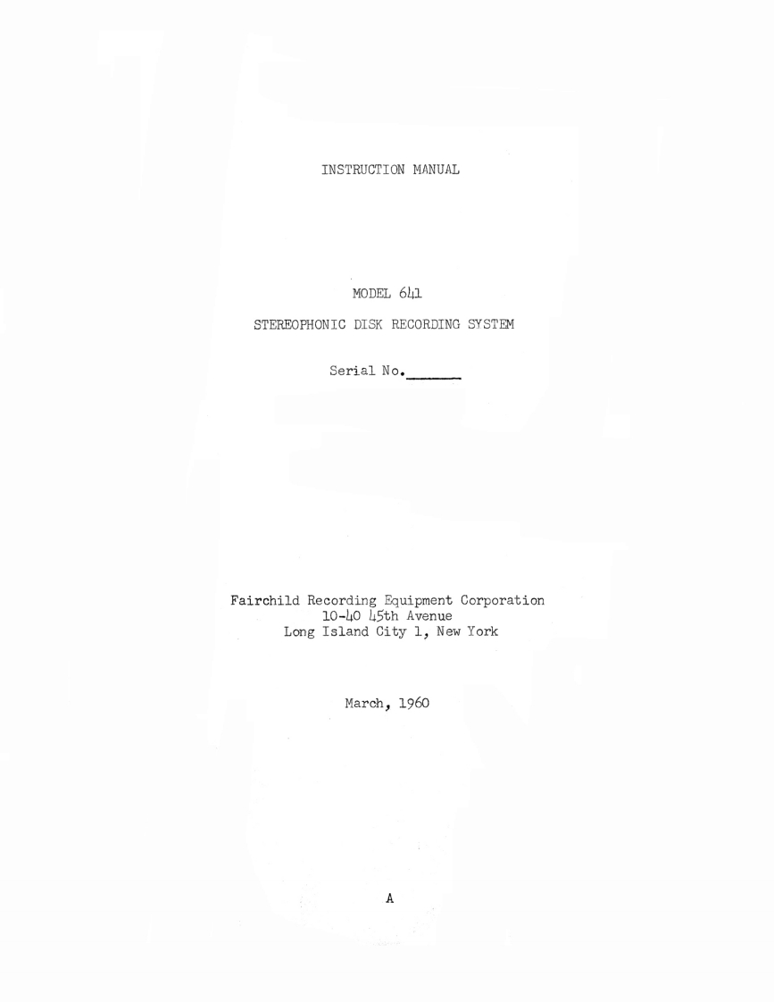 Fairchild-641-dc-维修说明书手册含电器原理图