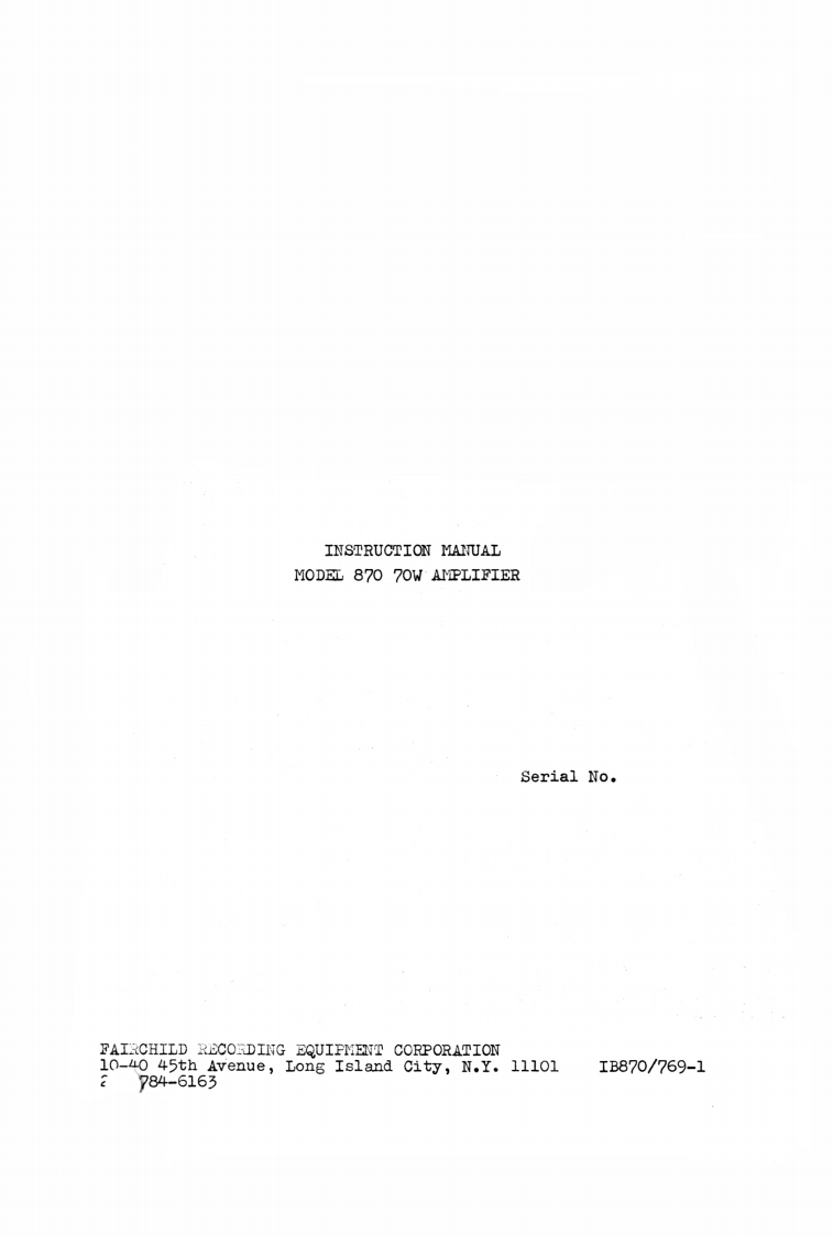 Fairchild-870-pwr-维修说明书手册含电器原理图