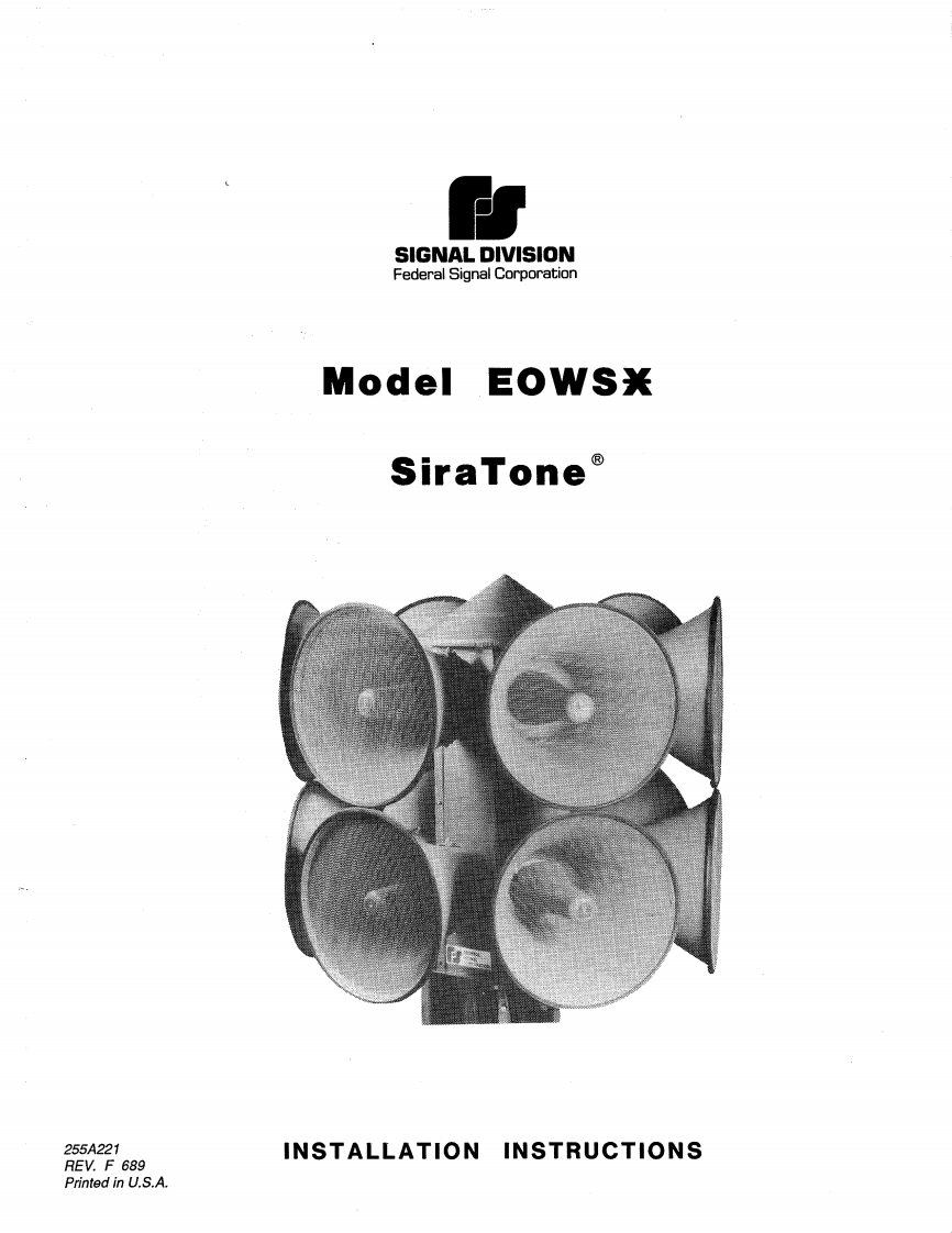 Federal-Signal-Siratone-77830979-EOWS-1212-and-612-操作说明书手册