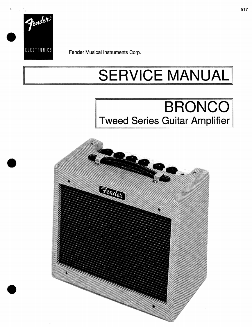 Fender-BroncoTweedSeries-pwr-维修说明书手册含电器原理图
