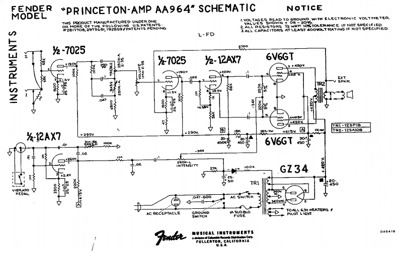 Fender-Princeton-AA964-Schematic