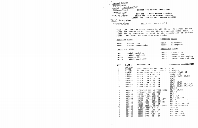 Fender-ProAmp185-pwr-电气原理图手册