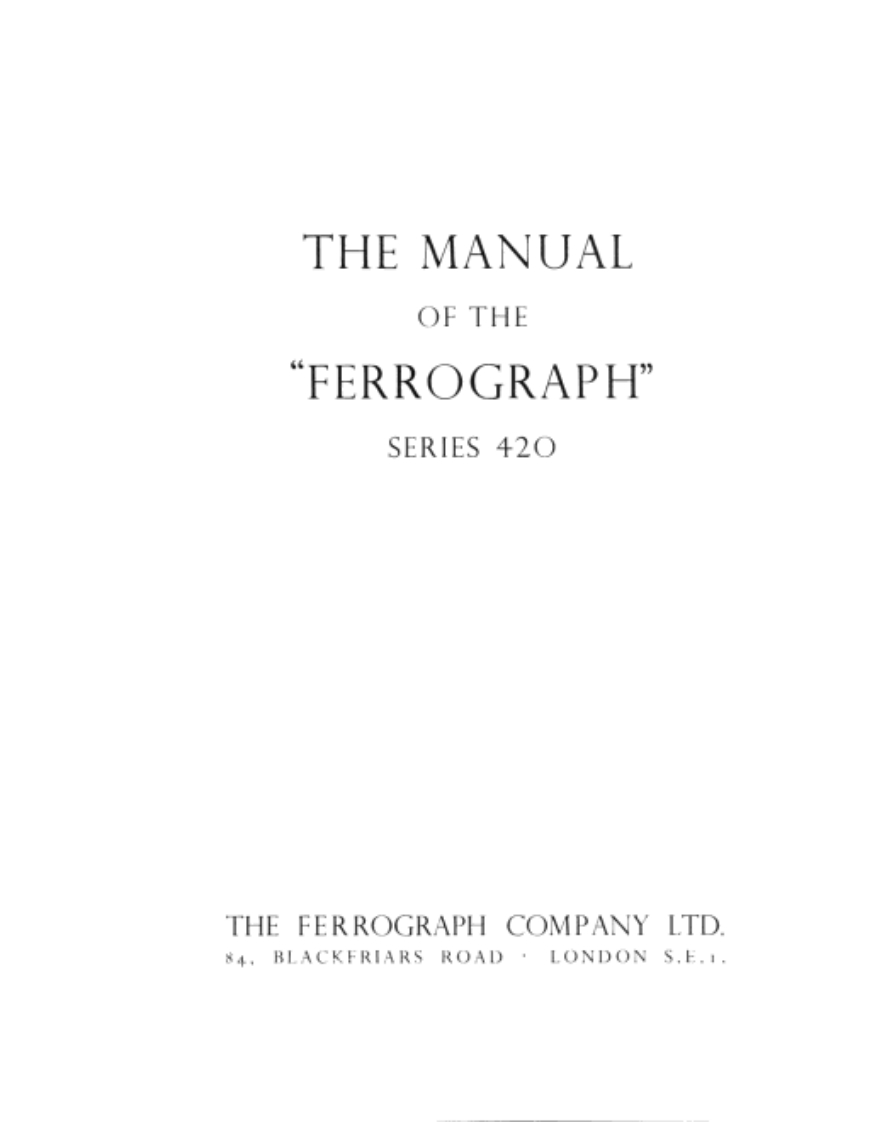 Ferguson-Ferrograph420-tape-维修说明书手册含电器原理图