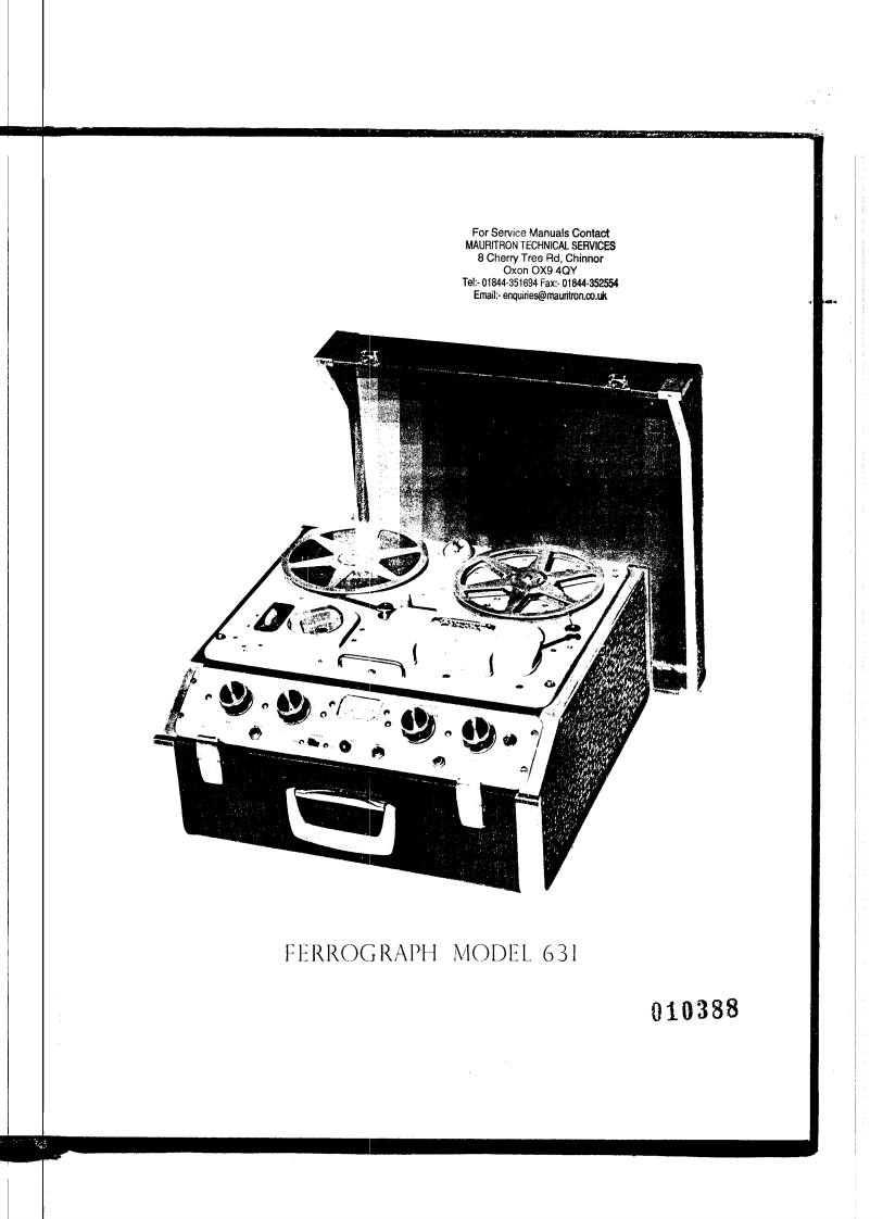 Ferguson-Ferrograph631-tape-维修说明书手册含电器原理图2