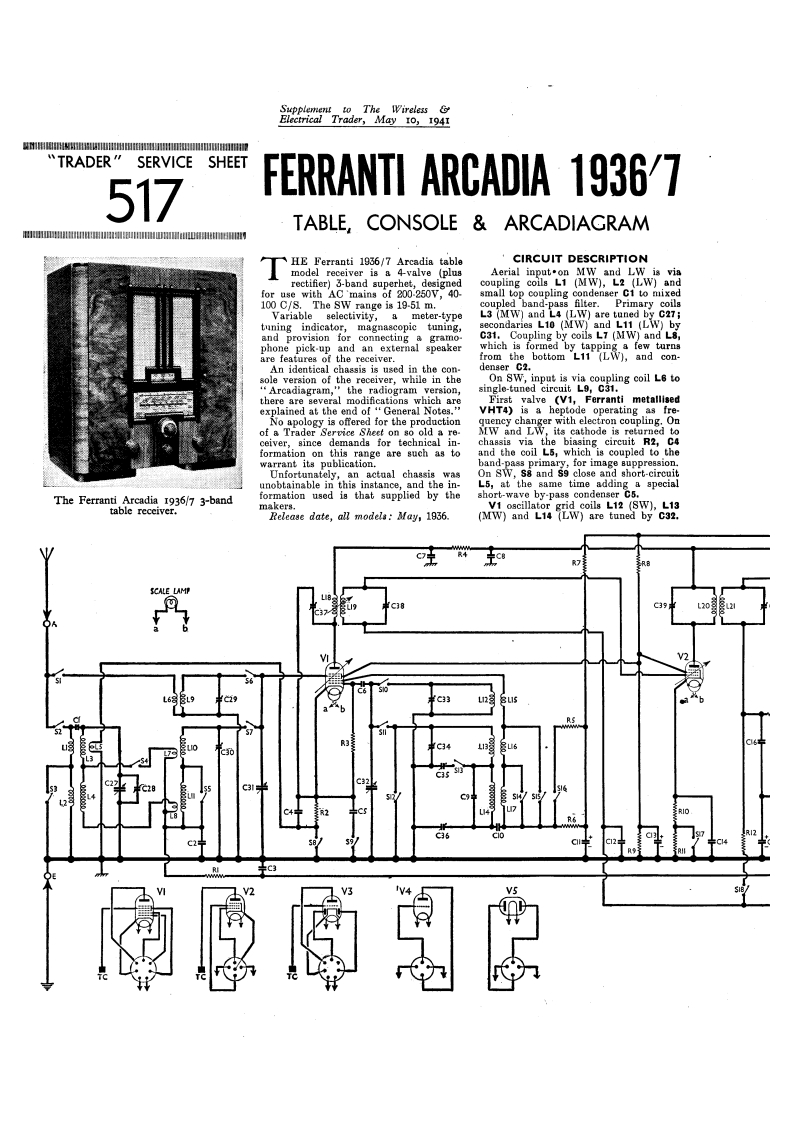 Ferranti-Arcadia36-rec-维修说明书手册含电器原理图