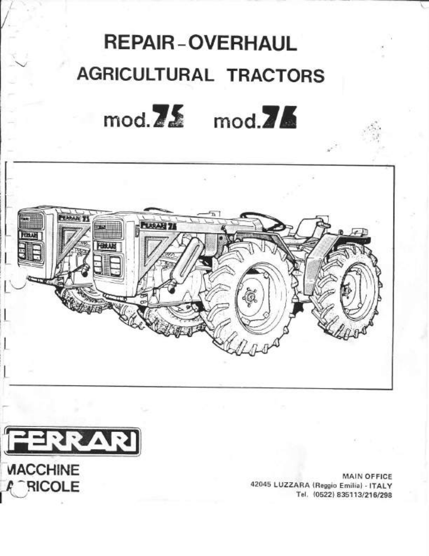 Ferrari-75-76-Tractors-Service-维修维护手册-PDF