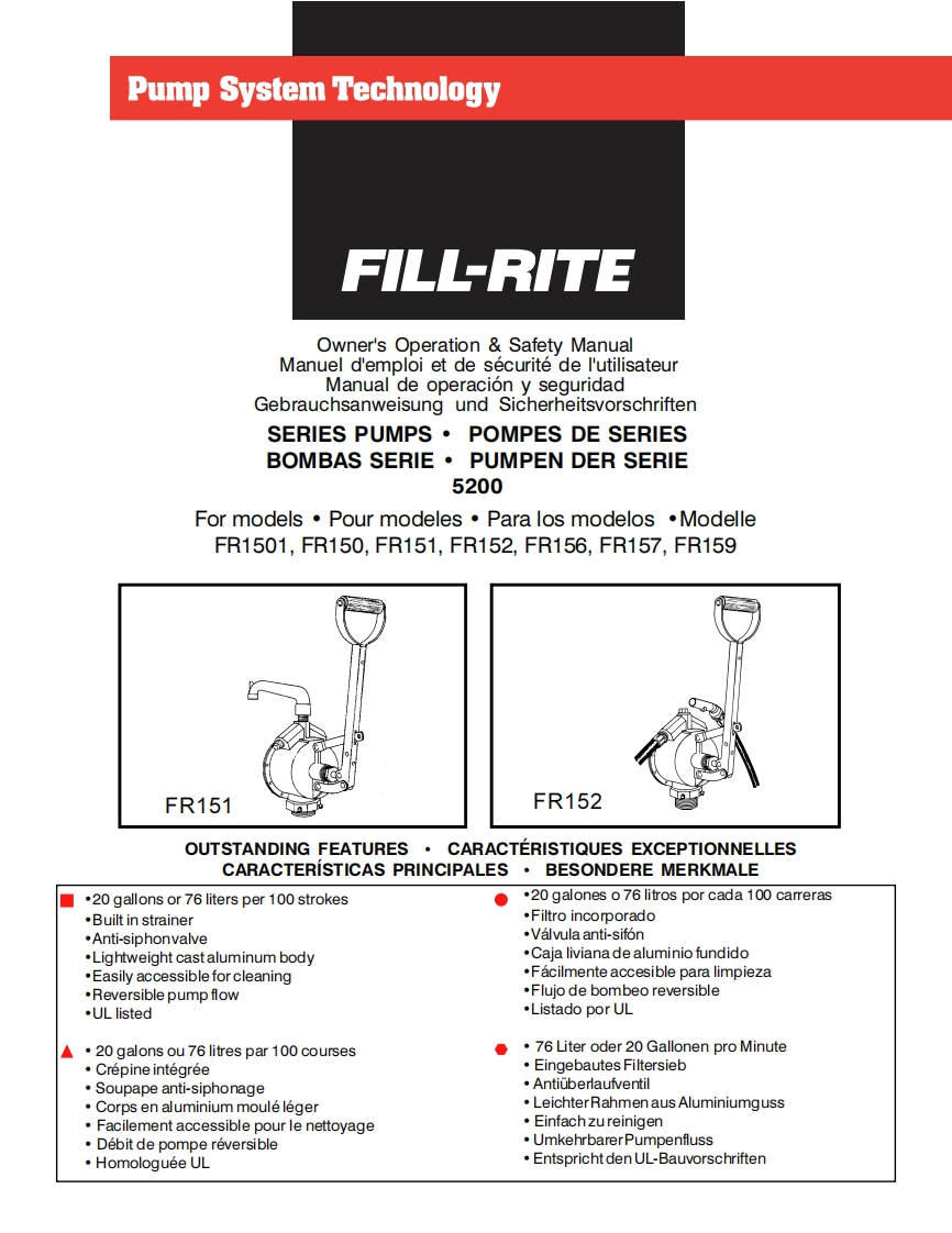 Fill-Rite-152-操作说明书手册-Fuel-Pump-操作说明书手册