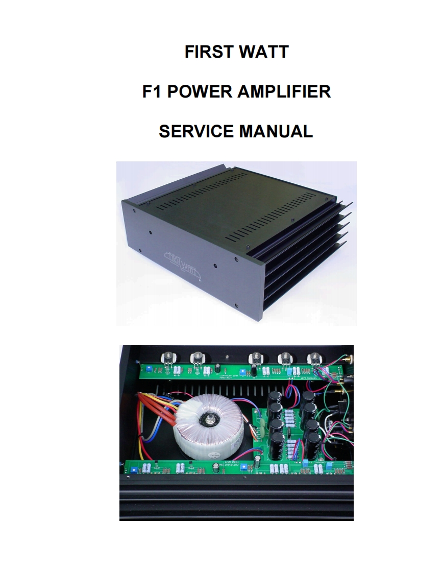 FirstWatt-F1-pwr-维修说明书手册含电器原理图