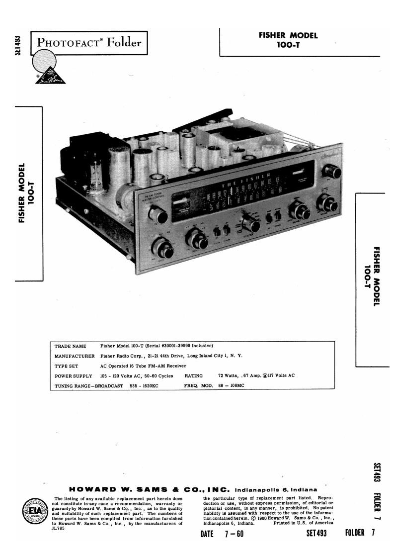 Fisher-100T-rec-维修说明书手册含电器原理图1