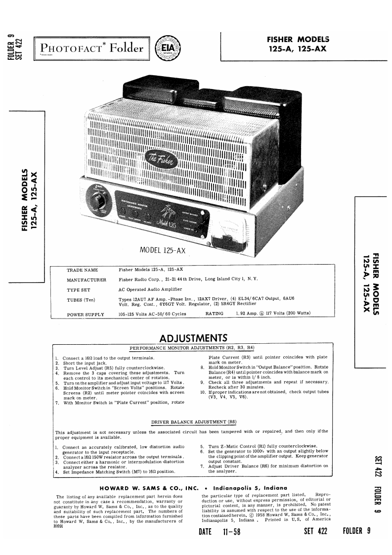 Fisher-125A-pwr-维修说明书手册含电器原理图