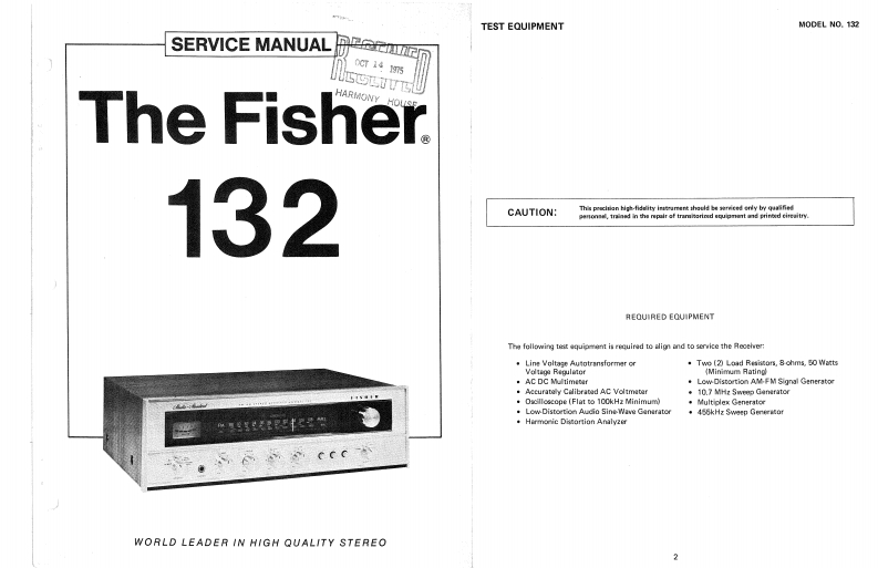 Fisher-132-rec-维修说明书手册含电器原理图