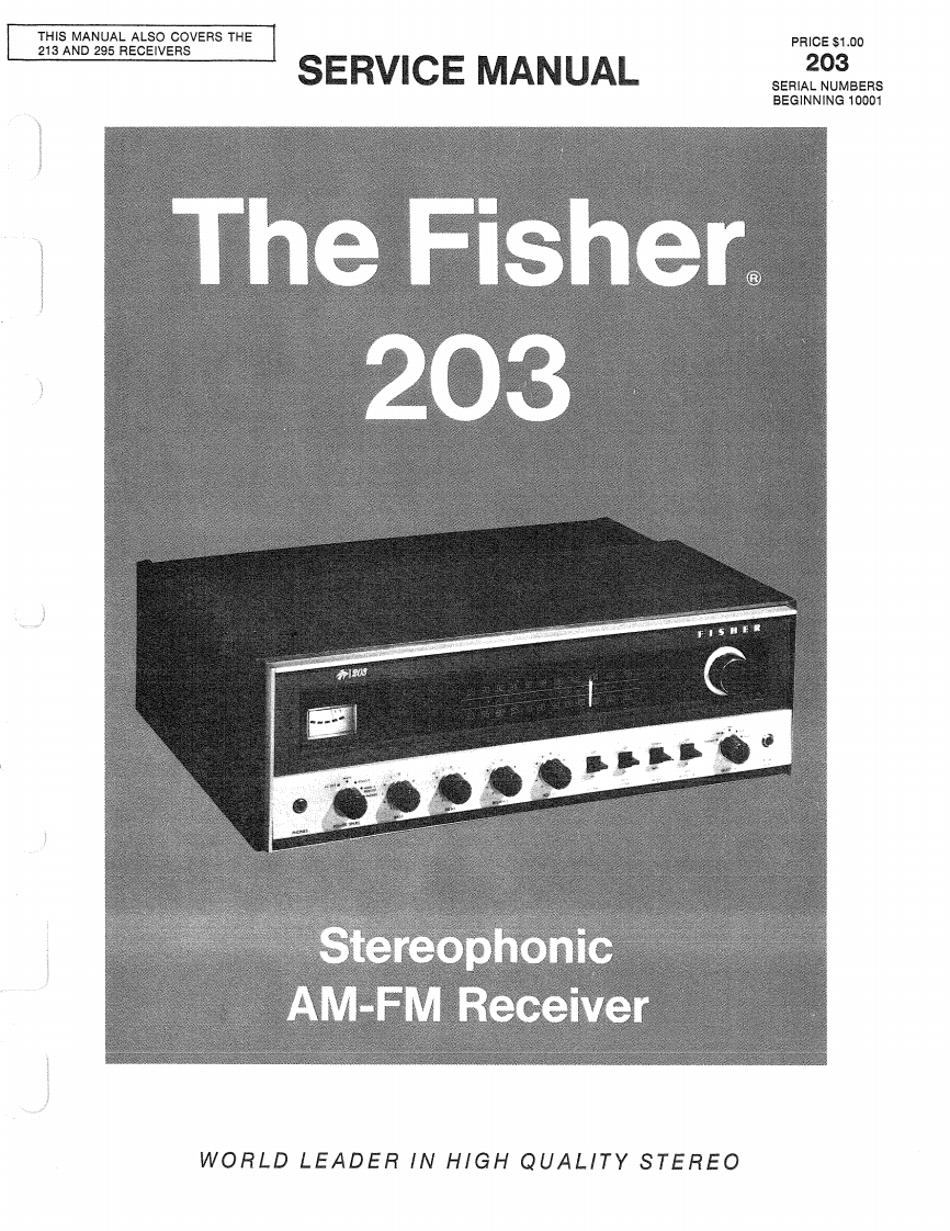 Fisher-203-rec-维修说明书手册含电器原理图