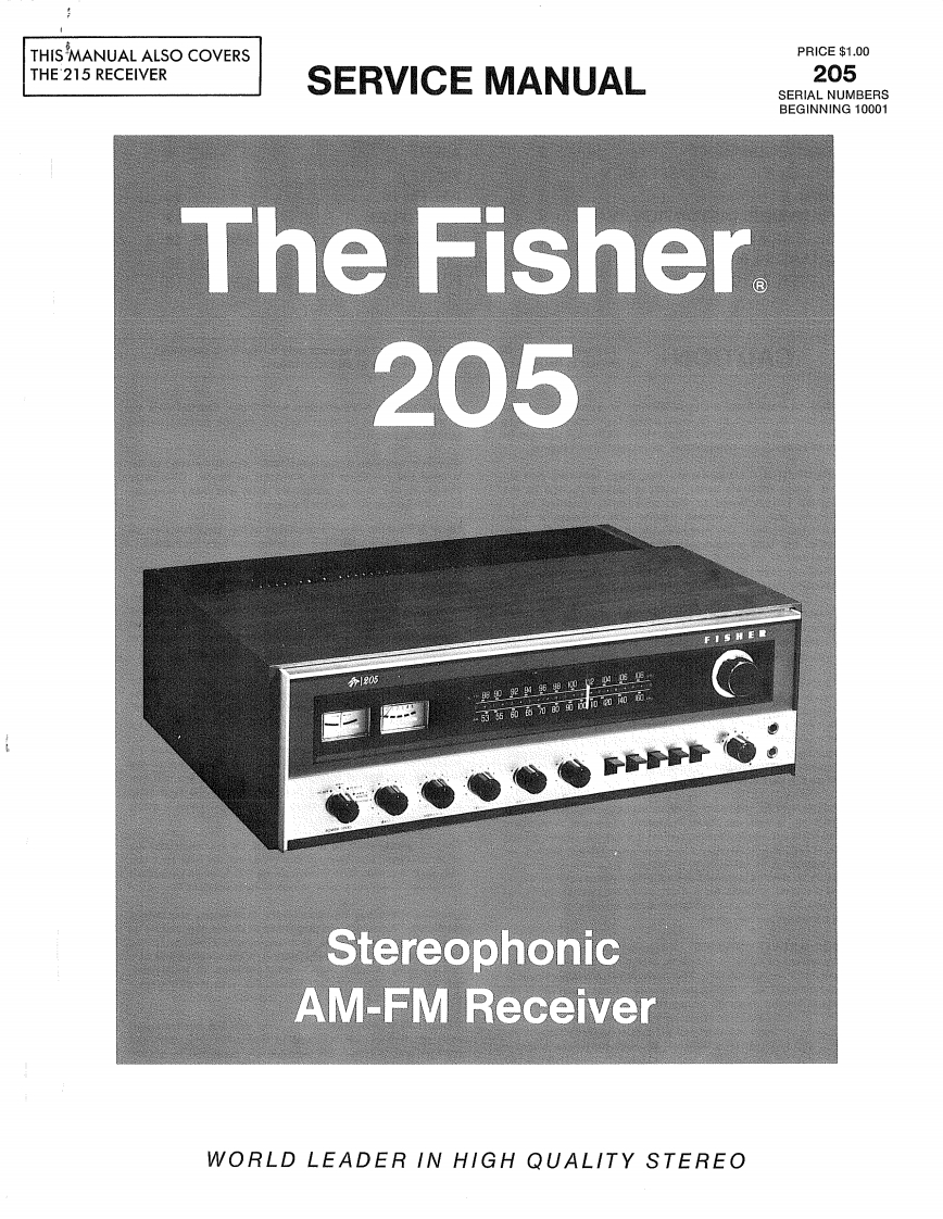 Fisher-205-rec-维修说明书手册含电器原理图