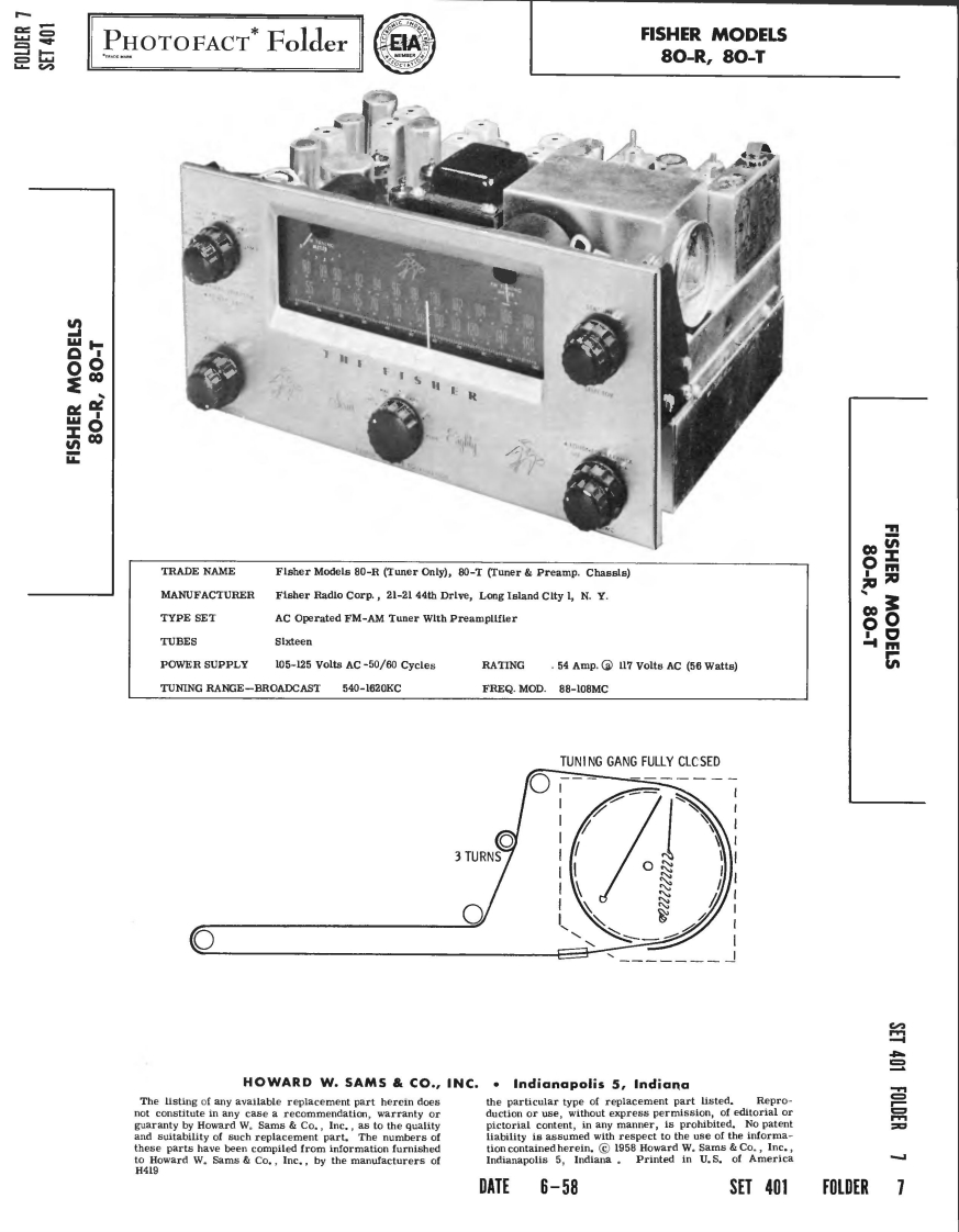 Fisher-80R-rec-维修说明书手册含电器原理图