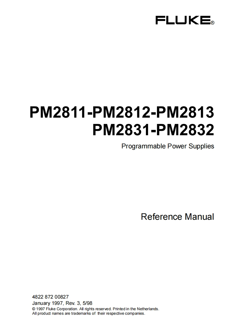Fluke-PM2813-Reference-操作说明书手册