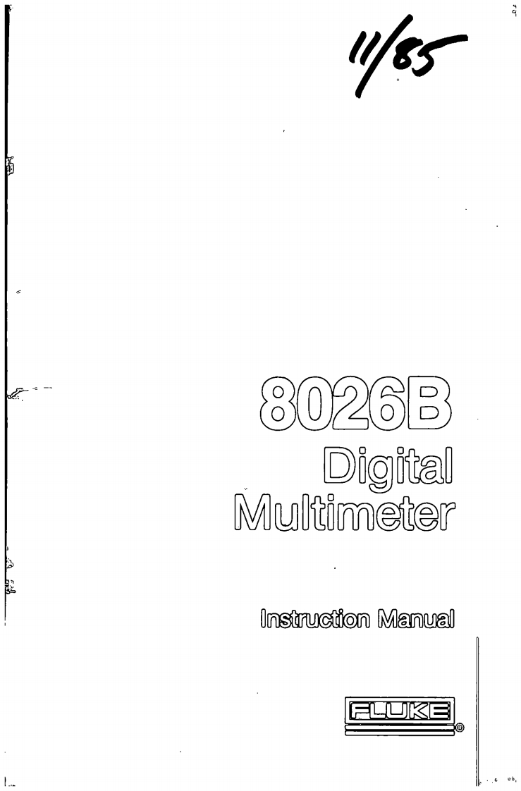 Fluke8026BDigitalMultimeterInstruction操作说明书手册