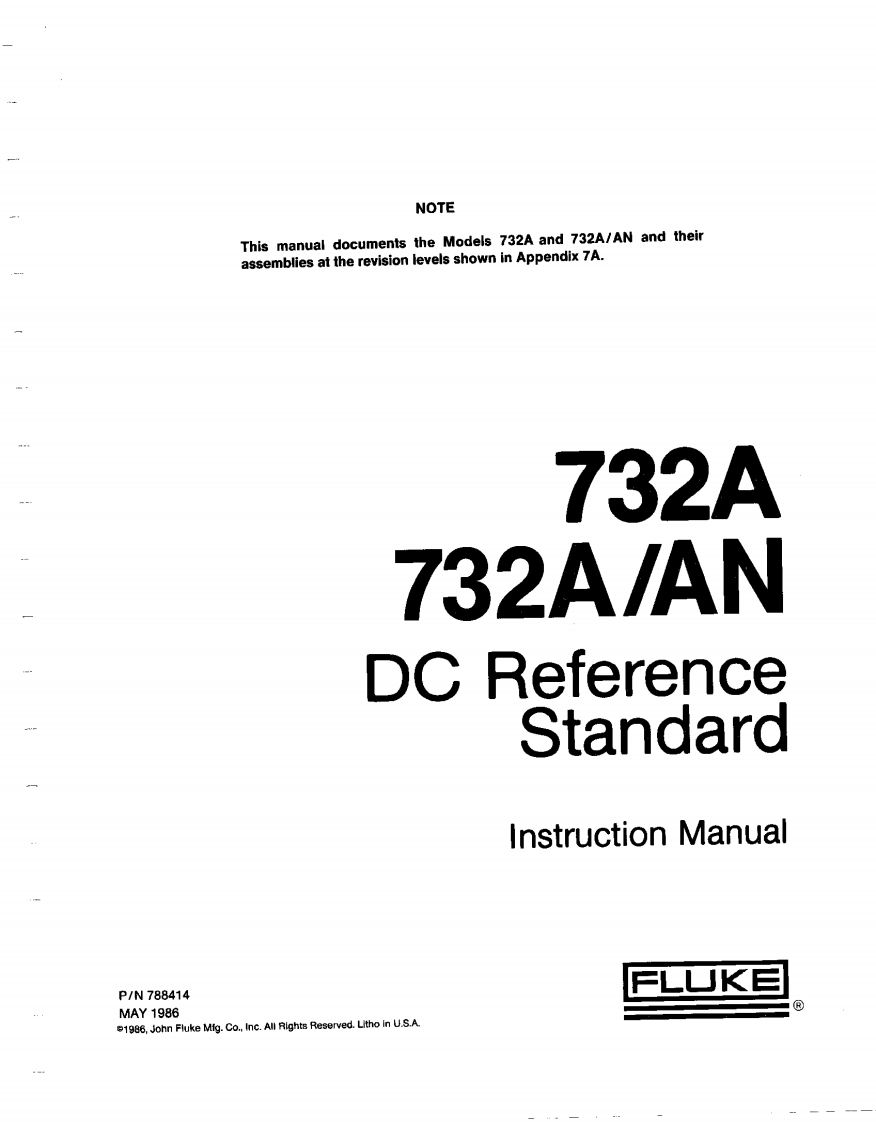 Fluke_732A_AN_使用说明书手册_Manual_May1986
