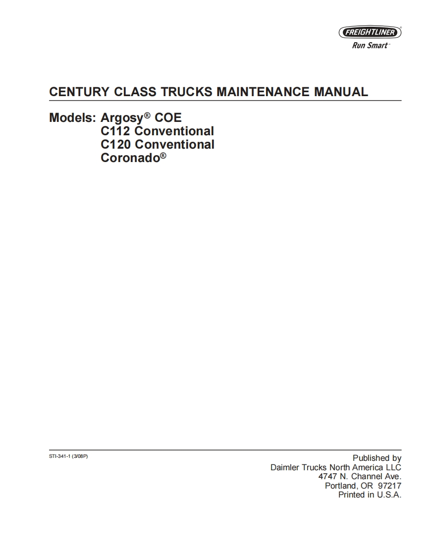 Freightliner-Century-Class-Argosy-C112-C120-Coronado-Trucks-维修维护手册-PDF