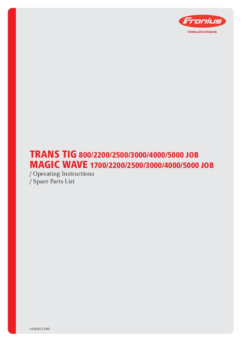 FroniusTransTigMagicWaveOperatingInstructions操作说明书手册