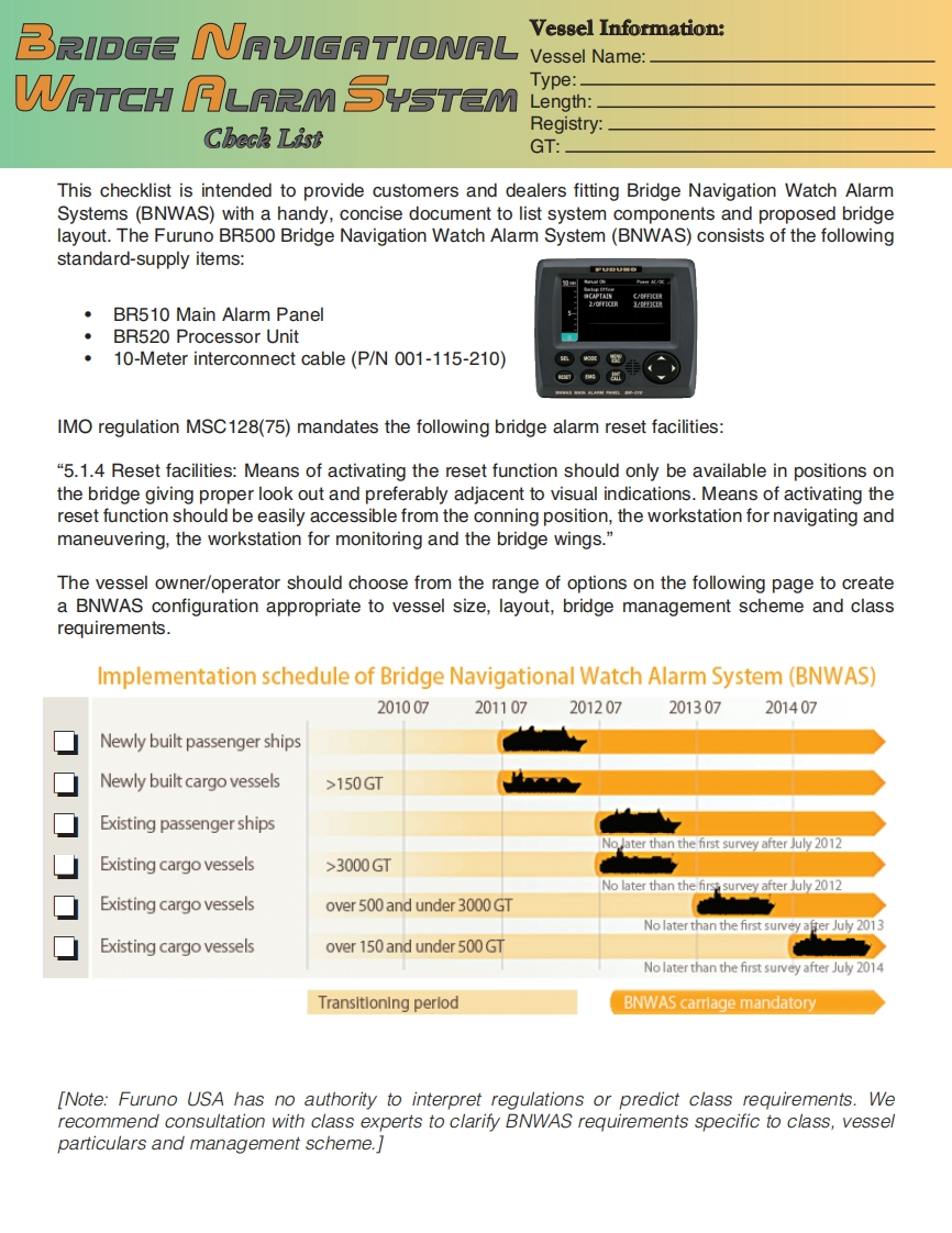 Furuno_BR500_BNWAS_Bridge_Navigational_Watch_Alarm_System_Operator_Check_List