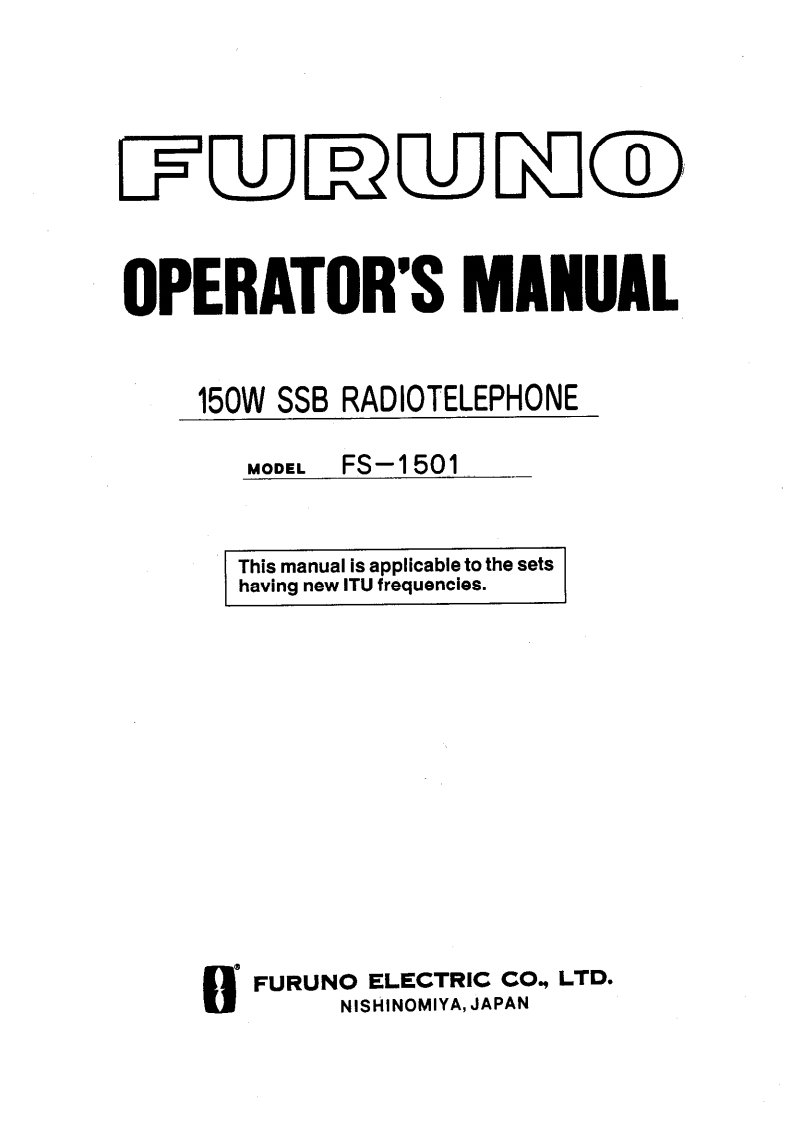 Furuno_FS-1501_Operators_Manual操作说明书手册