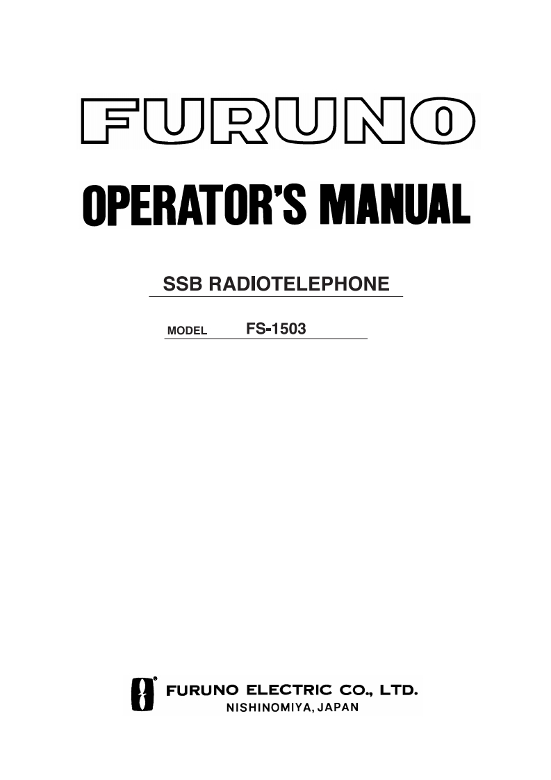 Furuno_FS-1503_Operators_Manual操作说明书手册