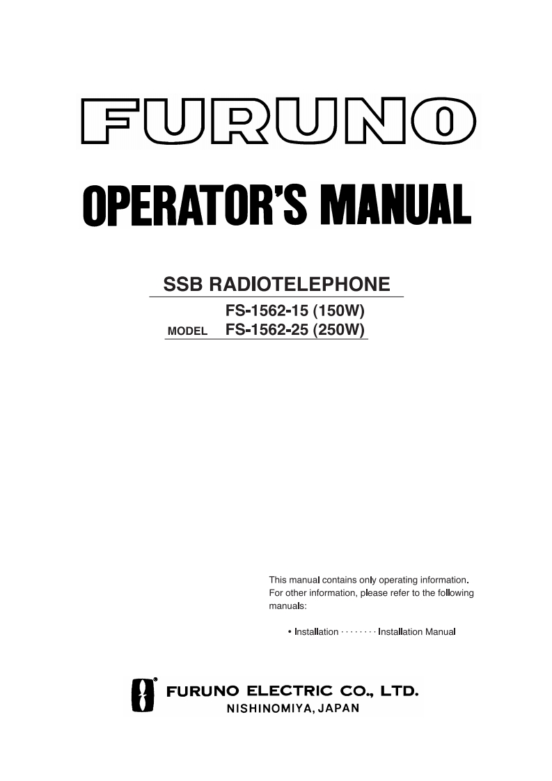 Furuno_FS-1562-15-_FS-1562-25_Operators_Manual操作说明书手册