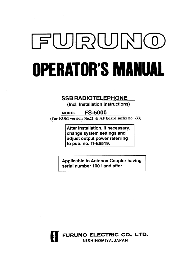 Furuno_FS-5000_Operators_Manual操作说明书手册