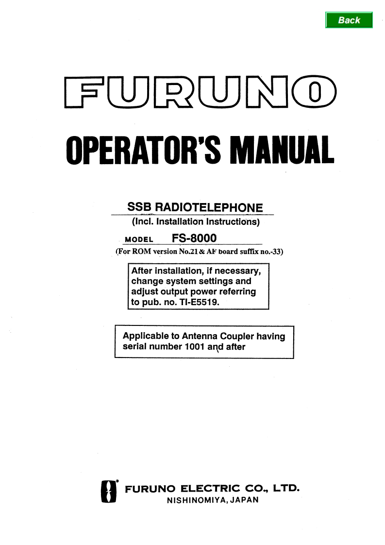 Furuno_FS-8000_Operators_Manual操作说明书手册