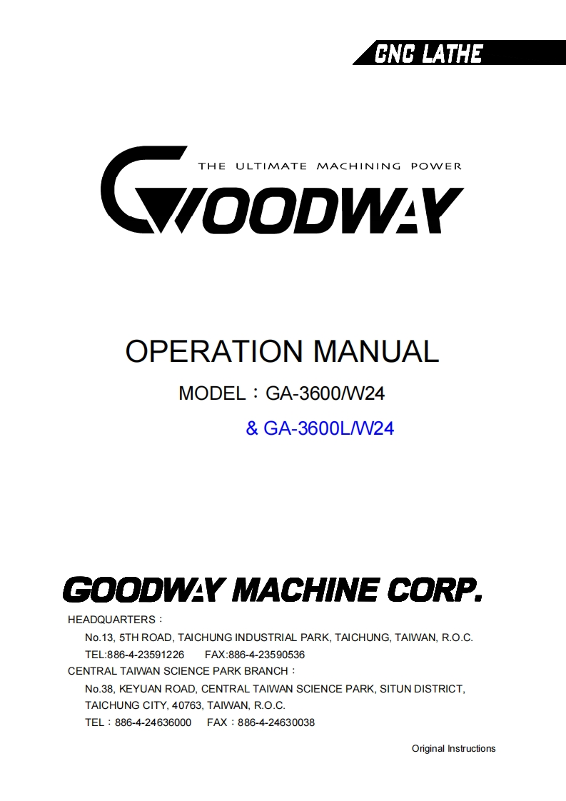 GA-3600-W24-OPERATION-MANUAL操作说明书手册-05ver