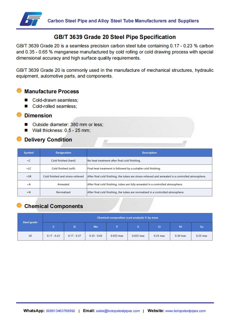 GB-T-3639-Grade-20-Steel-Pipe-Specification