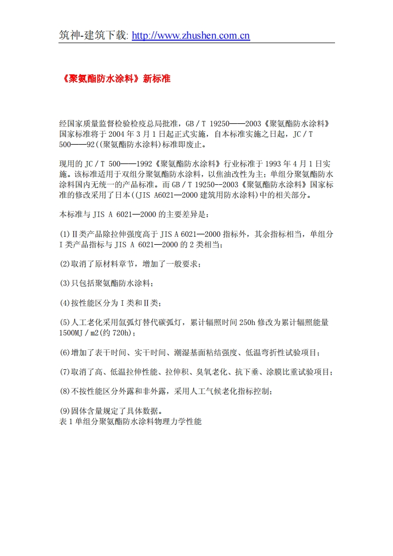 GBT19250-2003聚氨酯防水涂料