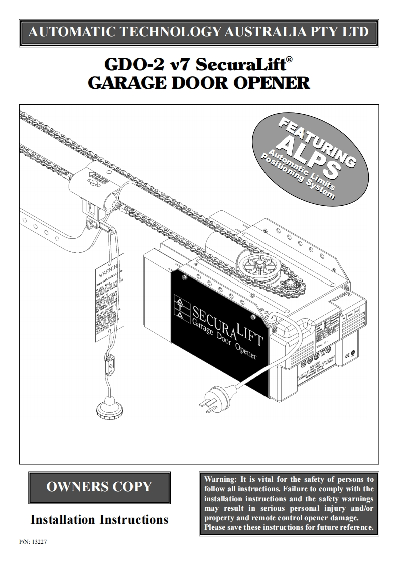 GDO-2-v7-Securalift-操作说明书手册